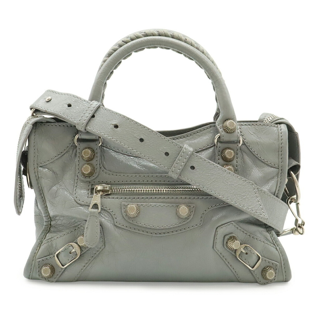 BALENCIAGA Balenciaga Mini City Handbag Shoulder Bag Leather Gray 519938